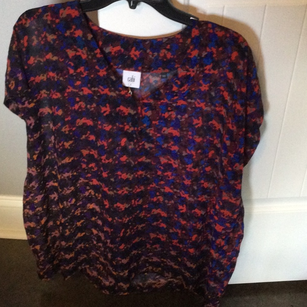 CAbi Blue Short Sleeve Blouse